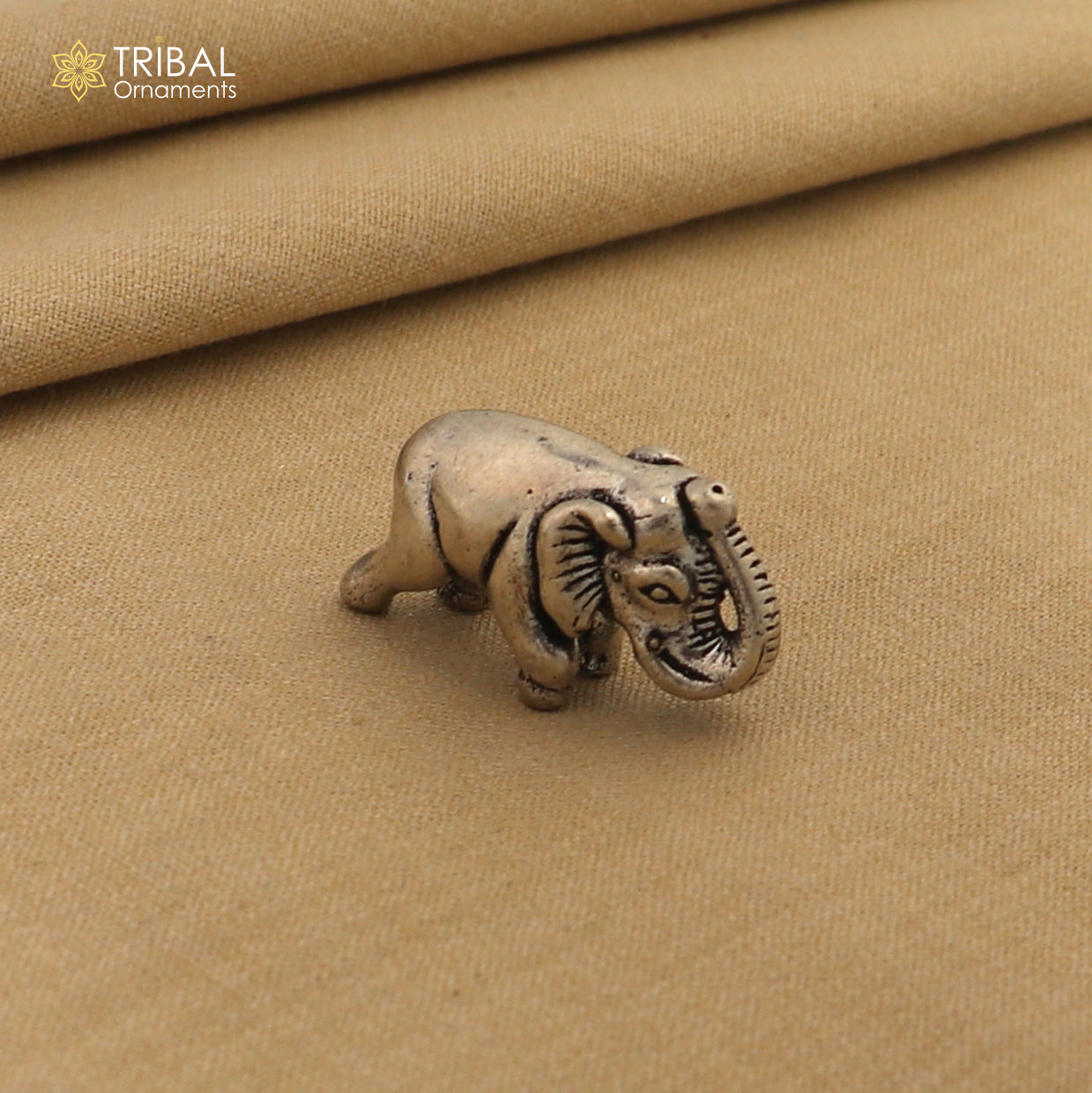 925 Sterling silver vintage design baby elephant statue or sculpture, puja article for home art817 - TRIBAL ORNAMENTS