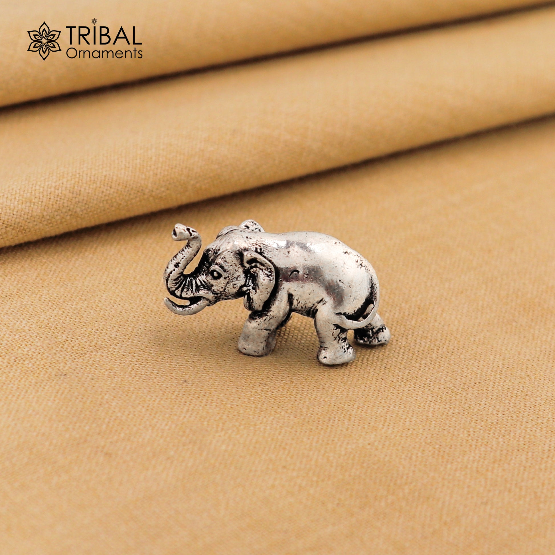 925 Sterling silver vintage design baby elephant statue or sculpture, puja article for home art817 - TRIBAL ORNAMENTS