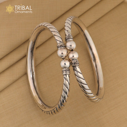Sterling silver vintage custom foot bracelet anklet with ethnic design from TRIBAL ORNAMENTS, featuring intricate handcrafted details.