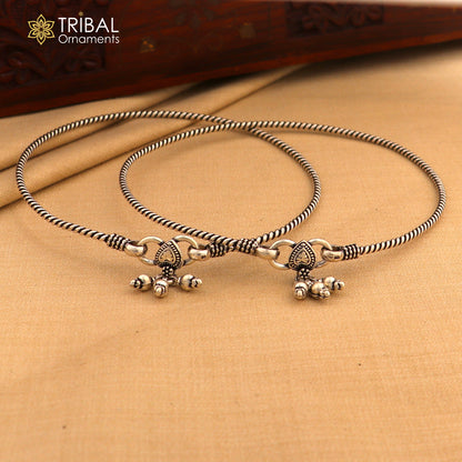 Sterling silver vintage foot bracelet anklet with hanging drops, tribal-inspired ethnic jewelry, customized belly dance accessory by TRIBAL ORNAMENTS