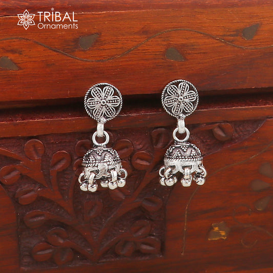 925 sterling silver vintage drop dangle earring by TRIBAL ORNAMENTS featuring lightweight tribal jewelry design with intricate details.