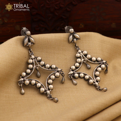 925 Sterling silver vintage design Floral stud stylish earring, fabulous drop dangle jewelry s1286 - TRIBAL ORNAMENTS