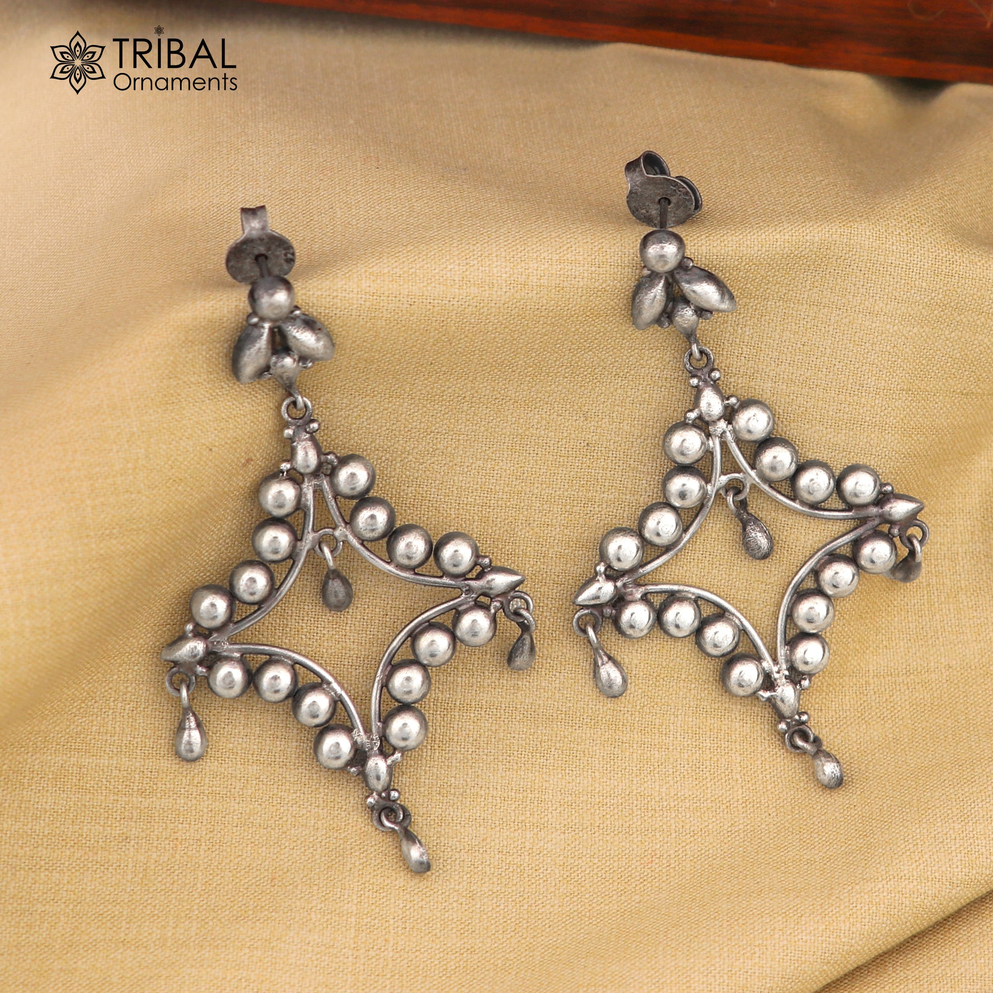 925 Sterling silver vintage design Floral stud stylish earring, fabulous drop dangle jewelry s1286 - TRIBAL ORNAMENTS