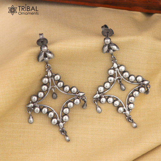 925 Sterling silver vintage design Floral stud stylish earring, fabulous drop dangle jewelry s1286 - TRIBAL ORNAMENTS
