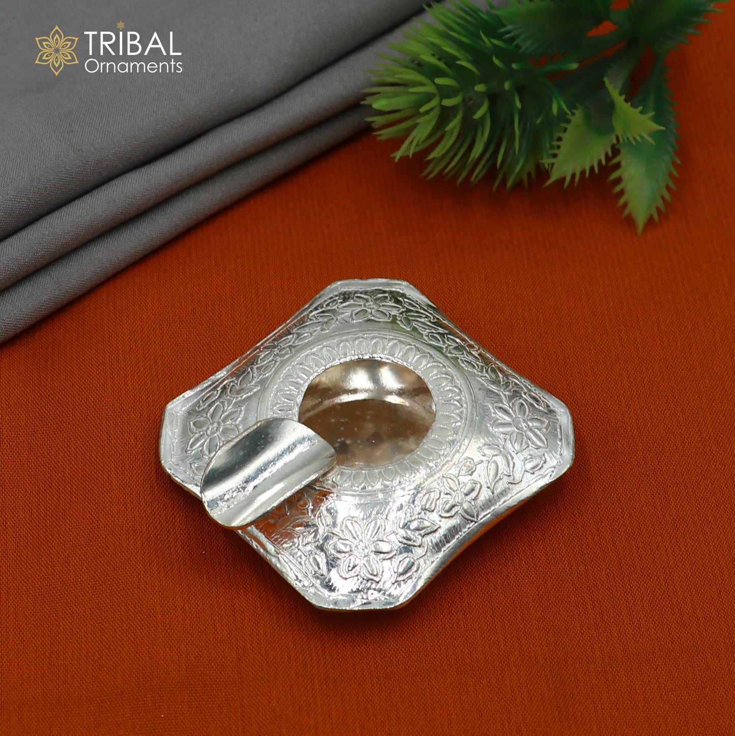 925 sterling silver handmade vintage design flower art small ashtray for cigarette royal unique luxury gift stb412 - TRIBAL ORNAMENTS