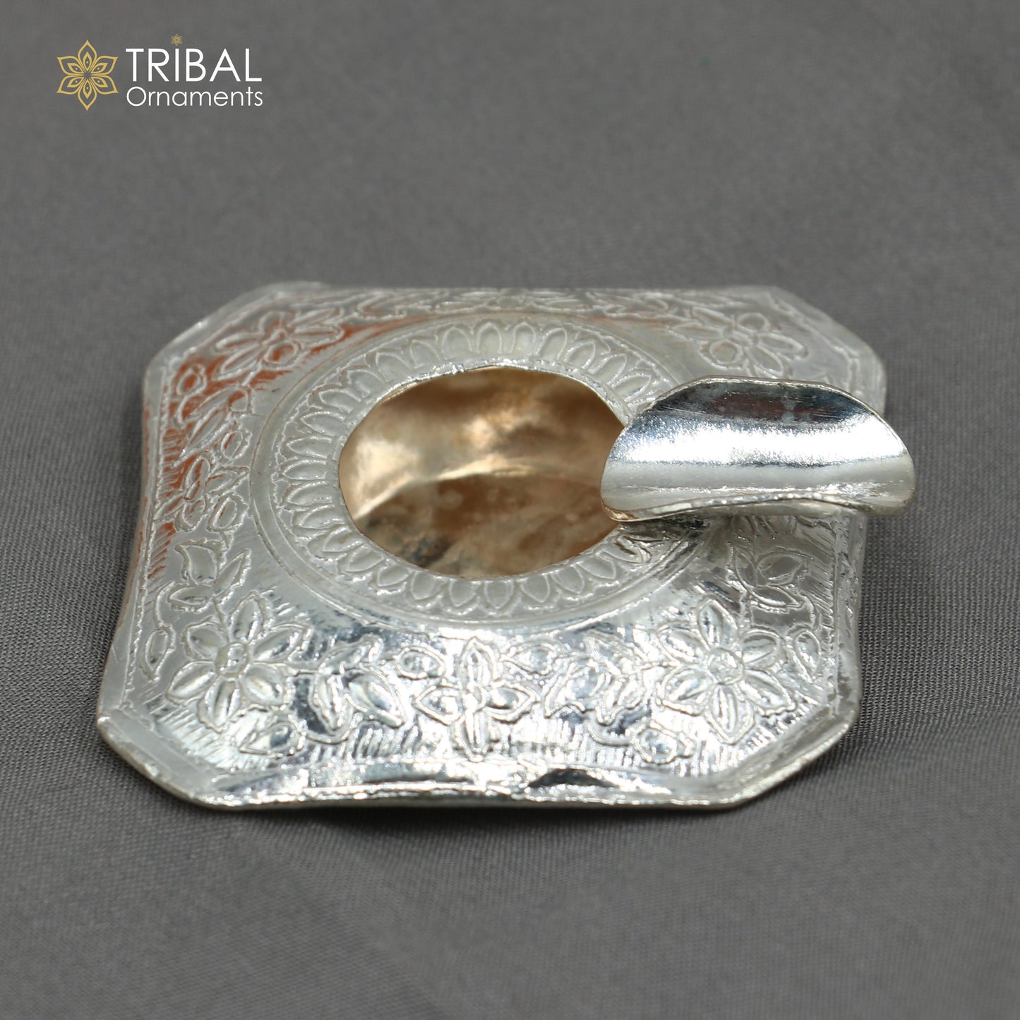 925 sterling silver handmade vintage design flower art small ashtray for cigarette royal unique luxury gift stb412 - TRIBAL ORNAMENTS