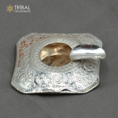 925 sterling silver handmade vintage design flower art small ashtray for cigarette royal unique luxury gift stb412 - TRIBAL ORNAMENTS