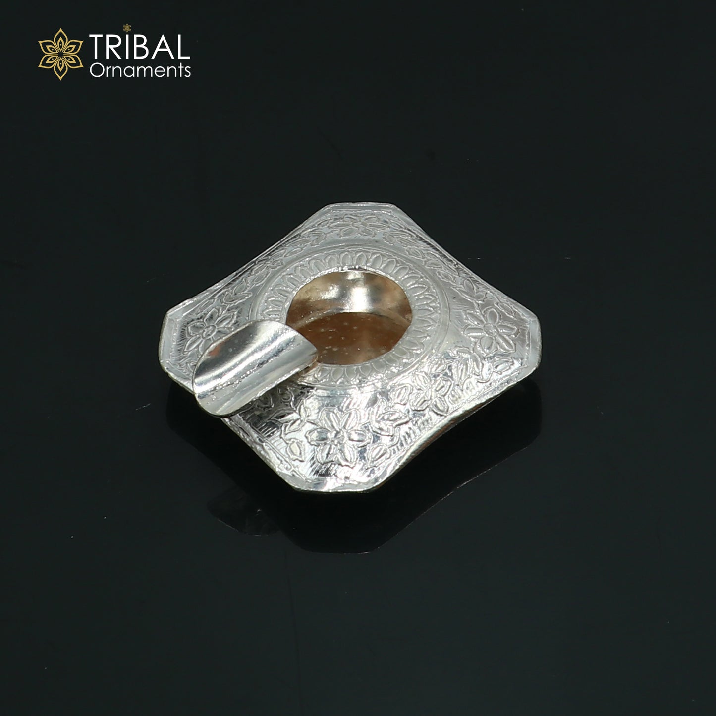 925 sterling silver handmade vintage design flower art small ashtray for cigarette royal unique luxury gift stb412 - TRIBAL ORNAMENTS