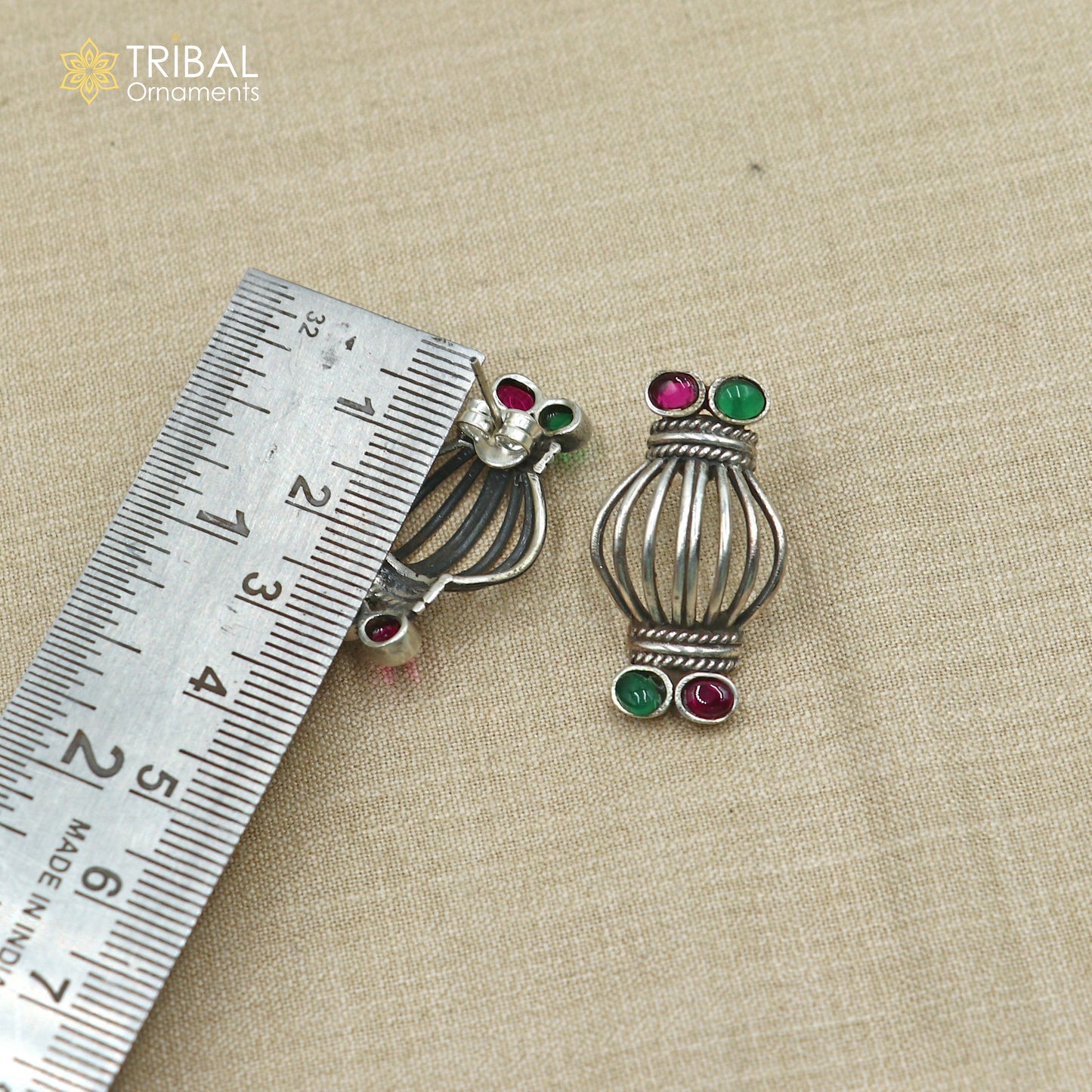 925 sterling silver vintage design stone earring ethnic tribal jewelry s1368 - TRIBAL ORNAMENTS