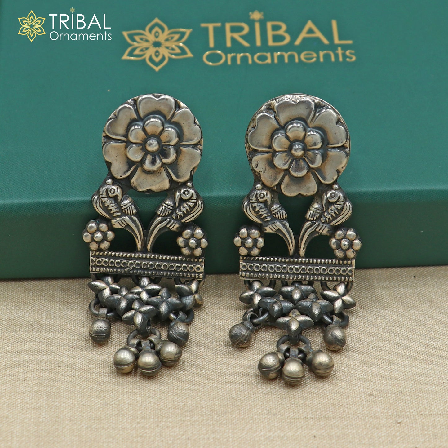 925 sterling silver vintage floral design jumka earring ethnic tribal jewelry s1369 - TRIBAL ORNAMENTS