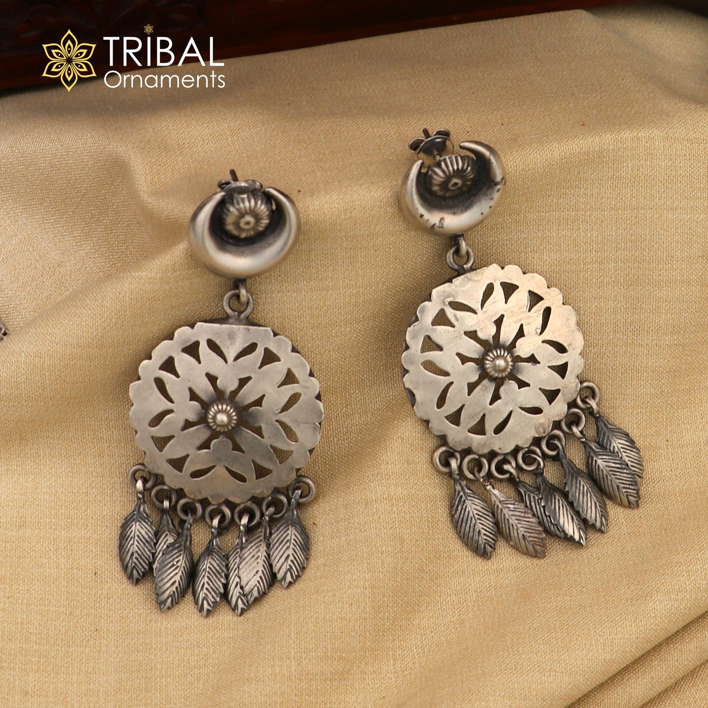 925 sterling silver vintage floral design jumka earring ethnic tribal jewelry s1370 - TRIBAL ORNAMENTS