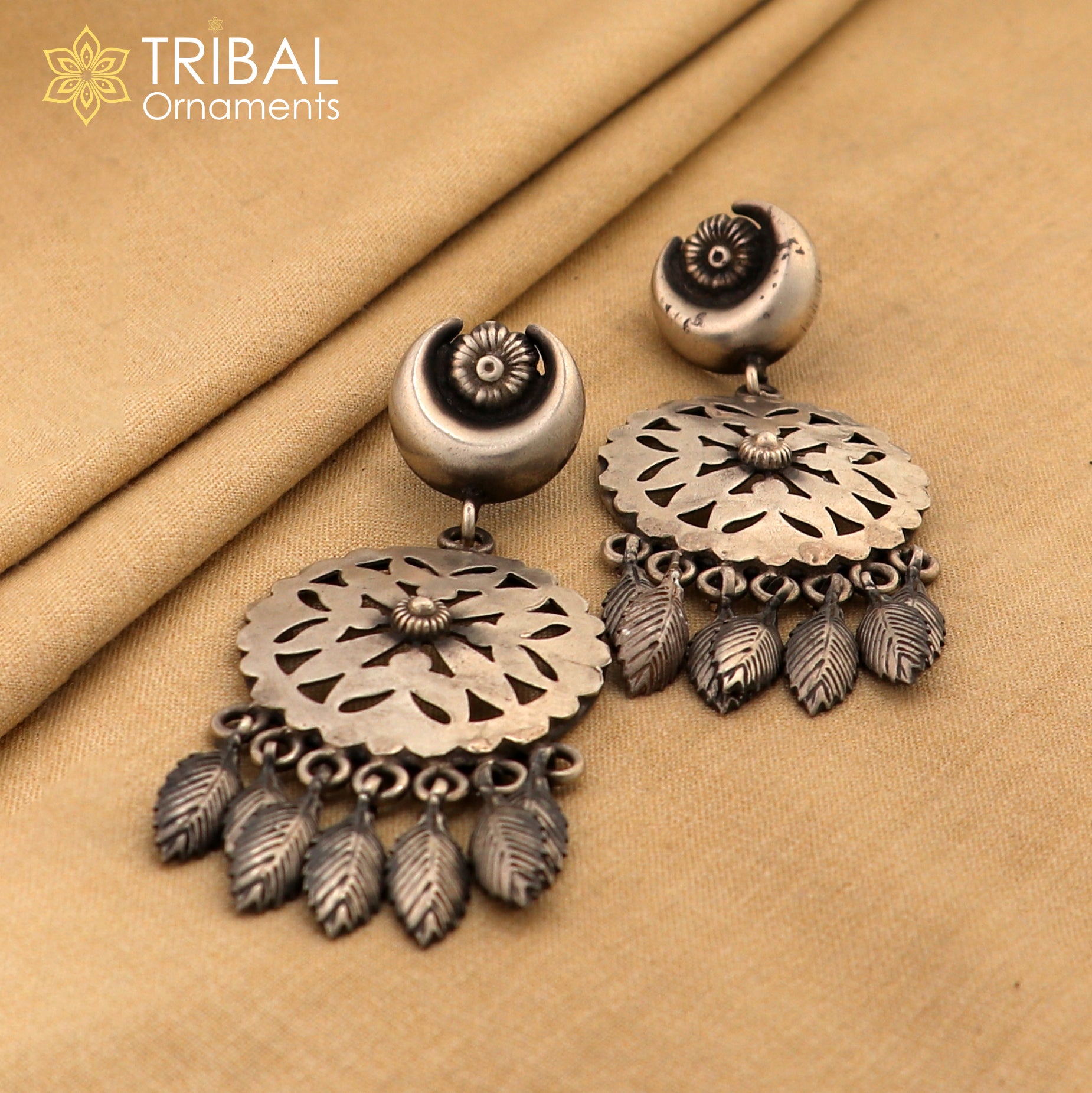 925 sterling silver vintage floral design jumka earring ethnic tribal jewelry s1370 - TRIBAL ORNAMENTS