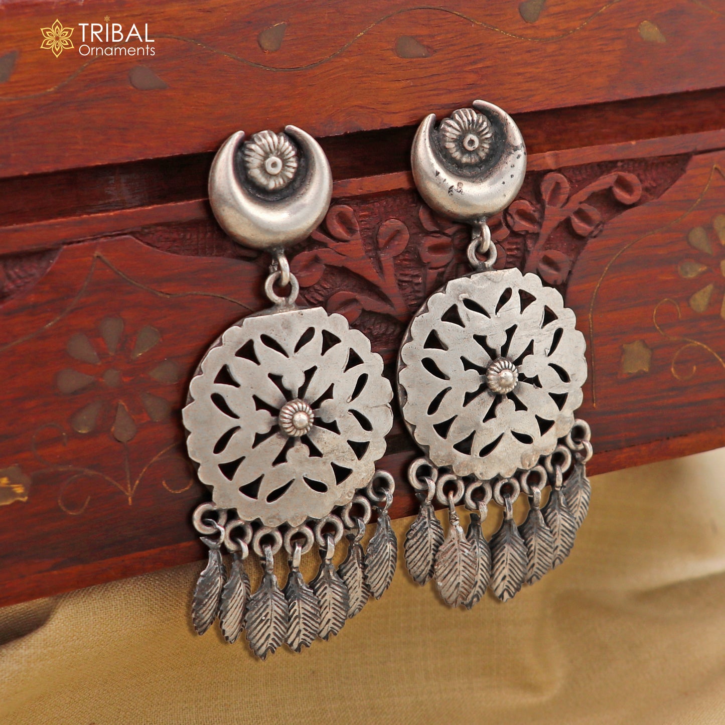 925 sterling silver vintage floral design jumka earring ethnic tribal jewelry s1370 - TRIBAL ORNAMENTS