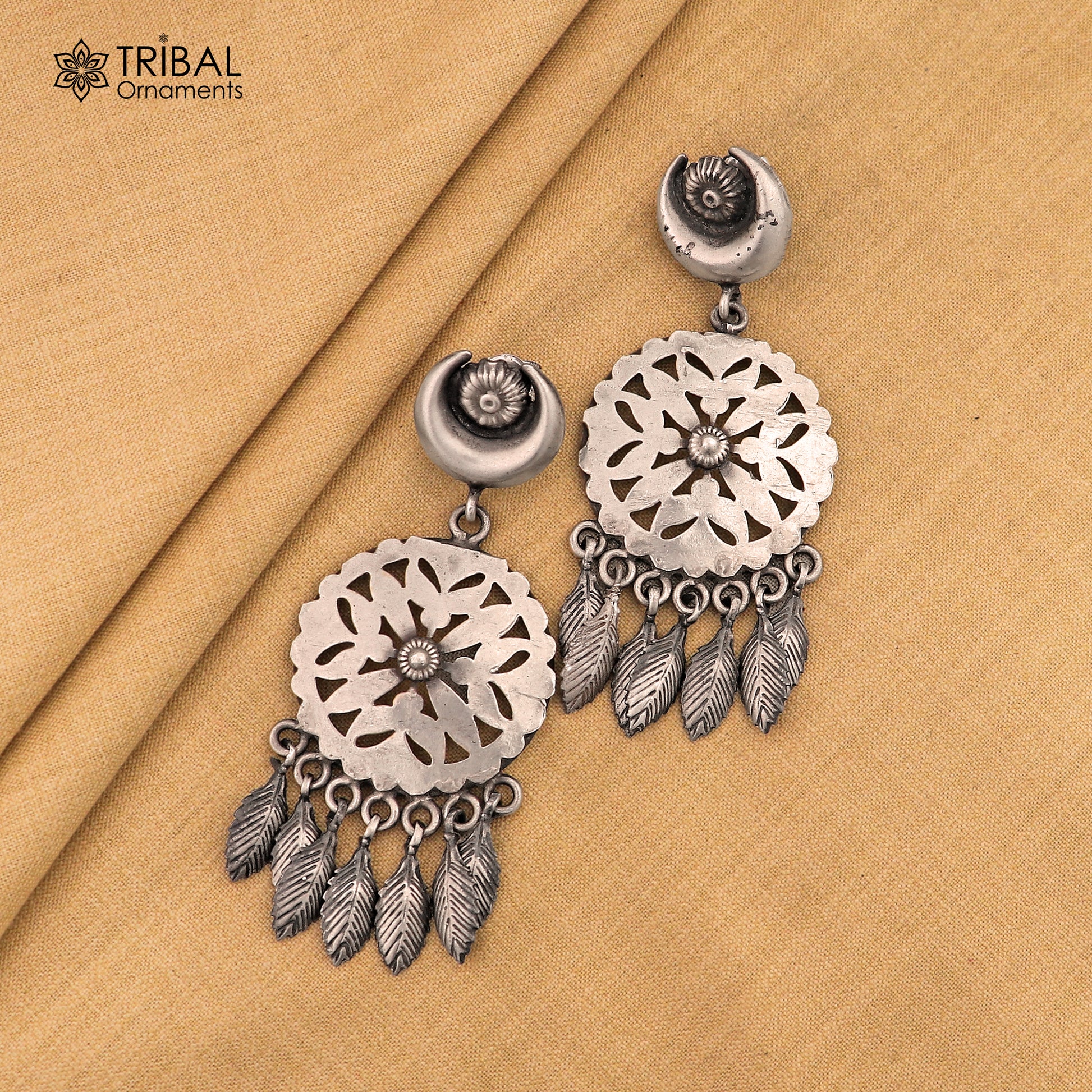 925 sterling silver vintage floral design jumka earring ethnic tribal jewelry s1370 - TRIBAL ORNAMENTS