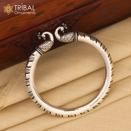 925 sterling silver vintage peacock design bangle bracelet kada, unisex customized personalized hip-hop jewelry nsk618 - TRIBAL ORNAMENTS