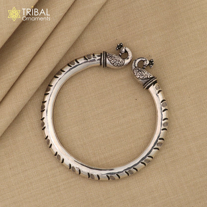 925 sterling silver vintage peacock design bangle bracelet kada, unisex customized personalized hip-hop jewelry nsk618 - TRIBAL ORNAMENTS