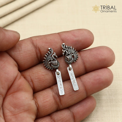925 sterling silver vintage peacock design ethnic stud earring s1373 - TRIBAL ORNAMENTS