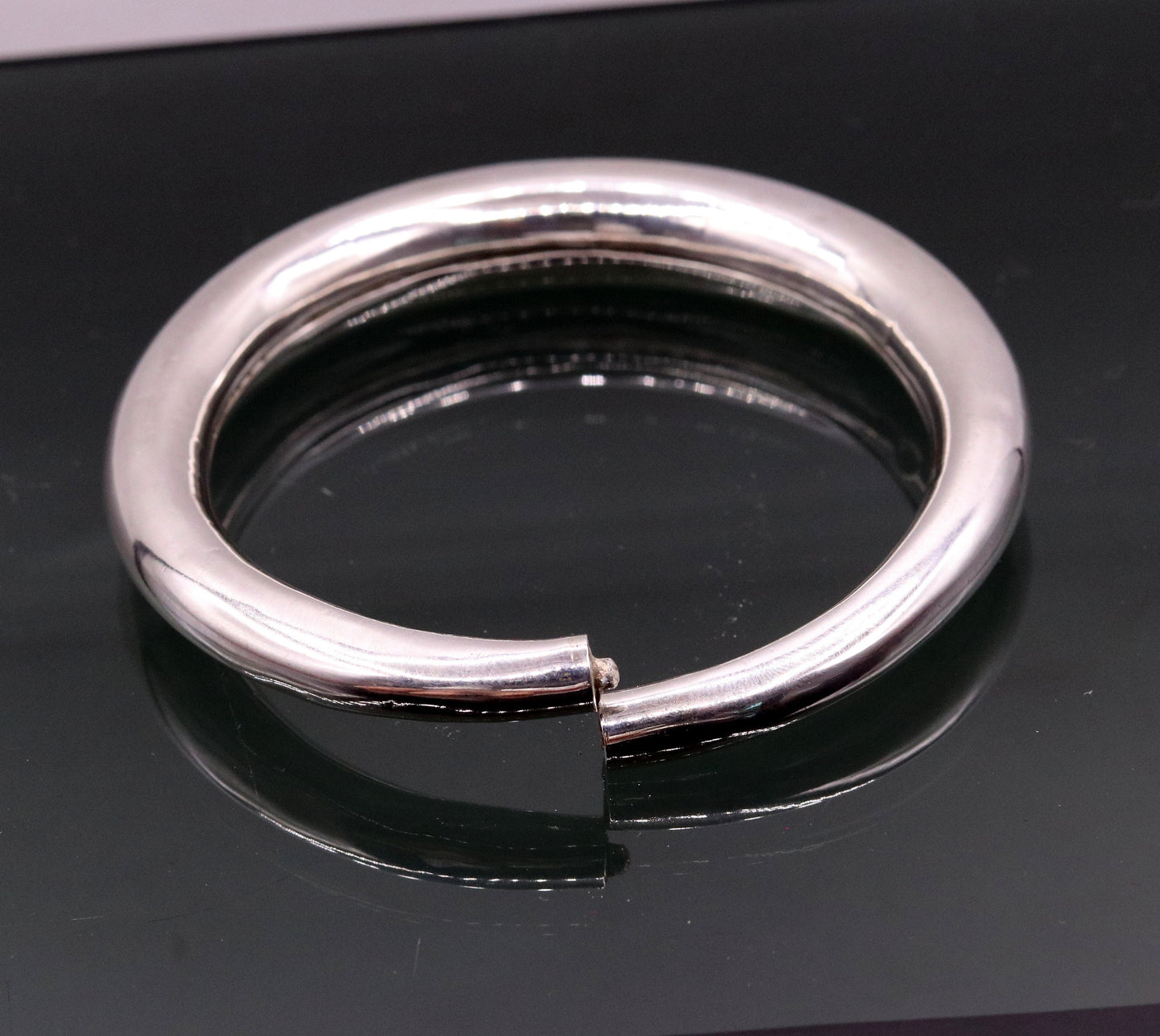 925 sterling silver vintage plain design handmade open face adjustable bangle bracelet kada cuff bracelet for unisex gifting india nsk228 - TRIBAL ORNAMENTS