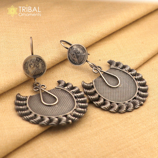 925 sterling silver vintage style traditional jumka earring s1362 - TRIBAL ORNAMENTS