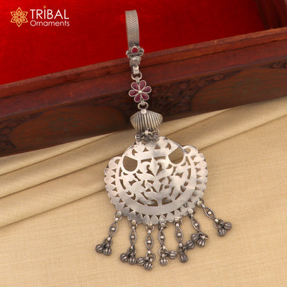 925 sterling silver vintage stylish sari chhalla brooch, saree waist belly jewelry skey18 - TRIBAL ORNAMENTS