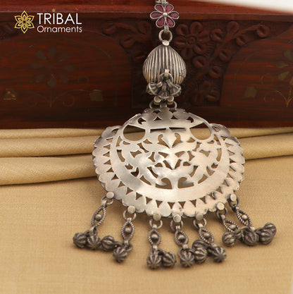 925 sterling silver vintage stylish sari chhalla brooch, saree waist belly jewelry skey18 - TRIBAL ORNAMENTS