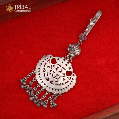 925 sterling silver vintage stylish sari chhalla brooch, saree waist belly jewelry skey18 - TRIBAL ORNAMENTS