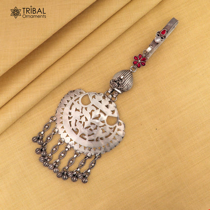 925 sterling silver vintage stylish sari chhalla brooch, saree waist belly jewelry skey18 - TRIBAL ORNAMENTS