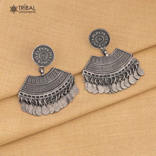 925 sterling silver vintage traditional style jumka earring s1361 - TRIBAL ORNAMENTS