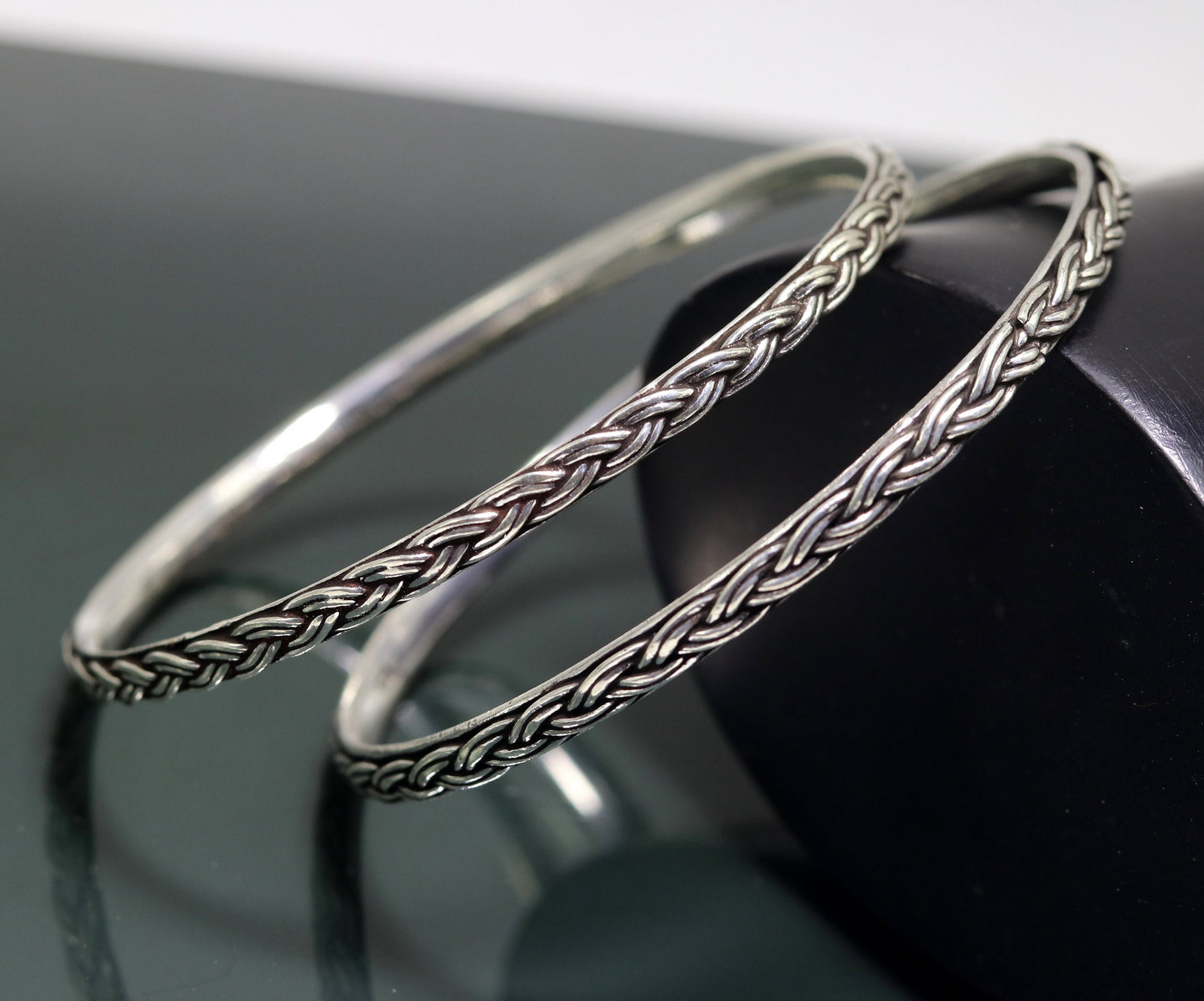 925 sterling silver handmade fabulous wheat style rope design bangle bracelet gorgeous customized bridesmaid belly dance jewelry ba68 - TRIBAL ORNAMENTS