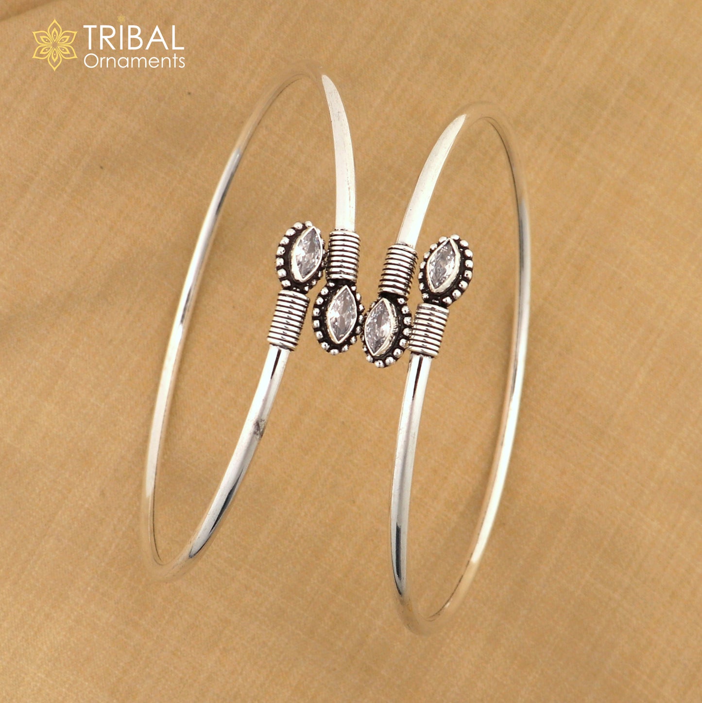 925 sterling silver white stone customized foot bracelet anklet kada  ethnic jewelry nsfk137 - TRIBAL ORNAMENTS