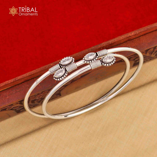 925 sterling silver white stone customized foot bracelet anklet kada  ethnic jewelry nsfk137 - TRIBAL ORNAMENTS