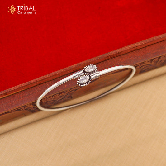 925 sterling silver white stone customized foot bracelet anklet kada  ethnic jewelry nsfk137 - TRIBAL ORNAMENTS