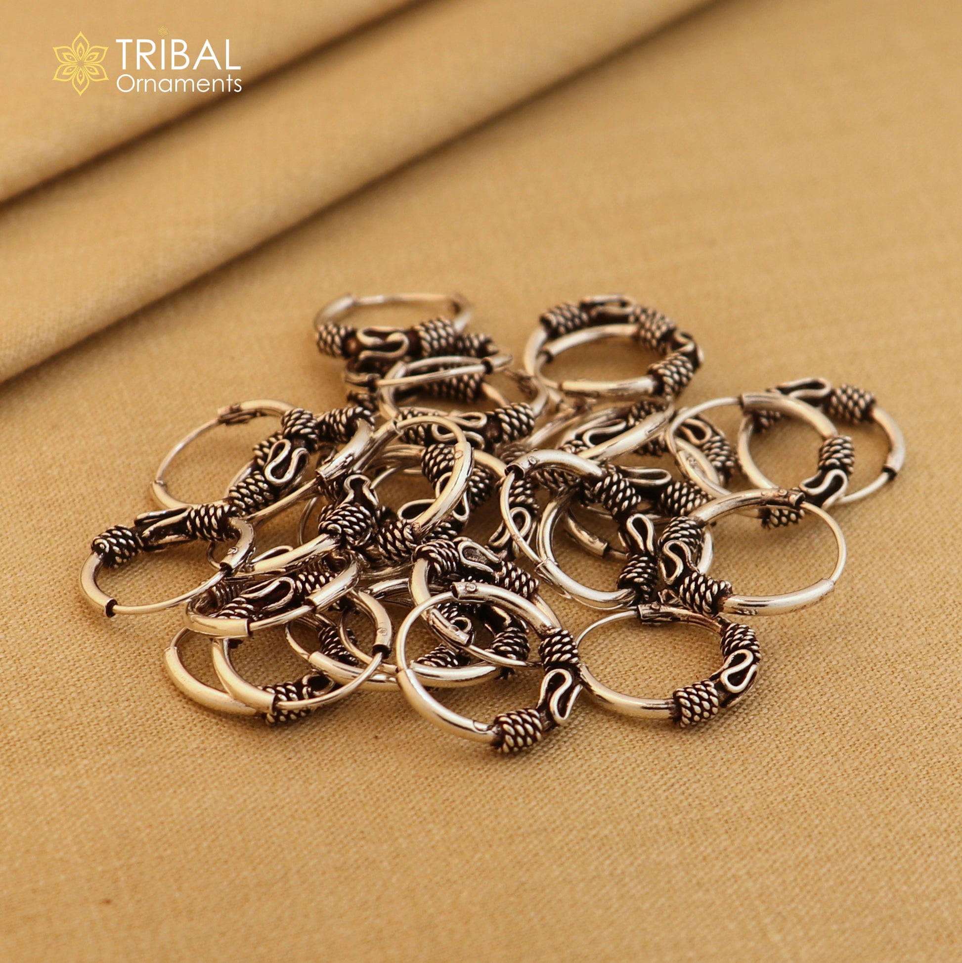 925 sterling silver wired design bali hoops earrings bali tribal ethnic jewelry er241 - TRIBAL ORNAMENTS