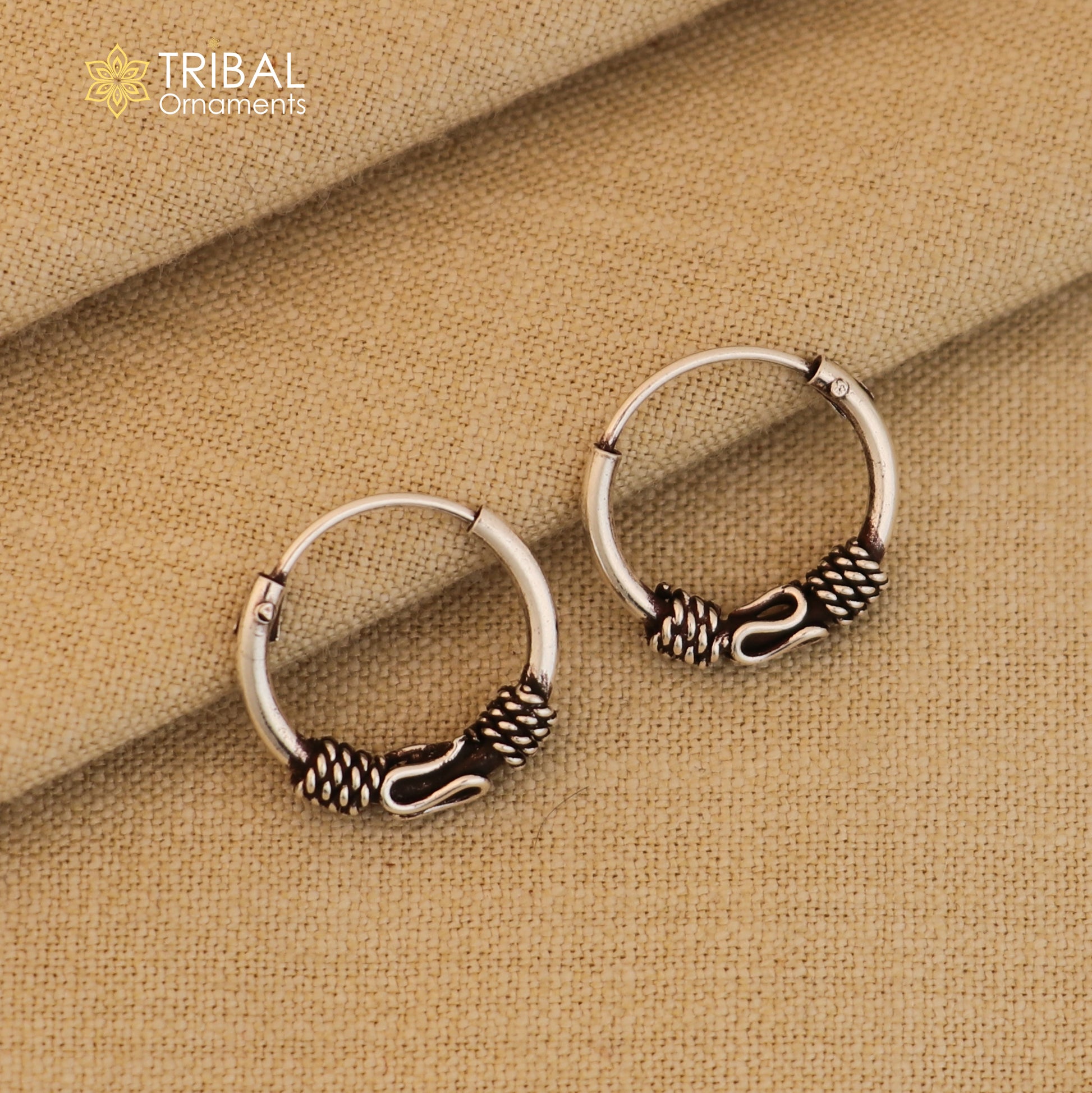925 sterling silver wired design bali hoops earrings bali tribal ethnic jewelry er241 - TRIBAL ORNAMENTS