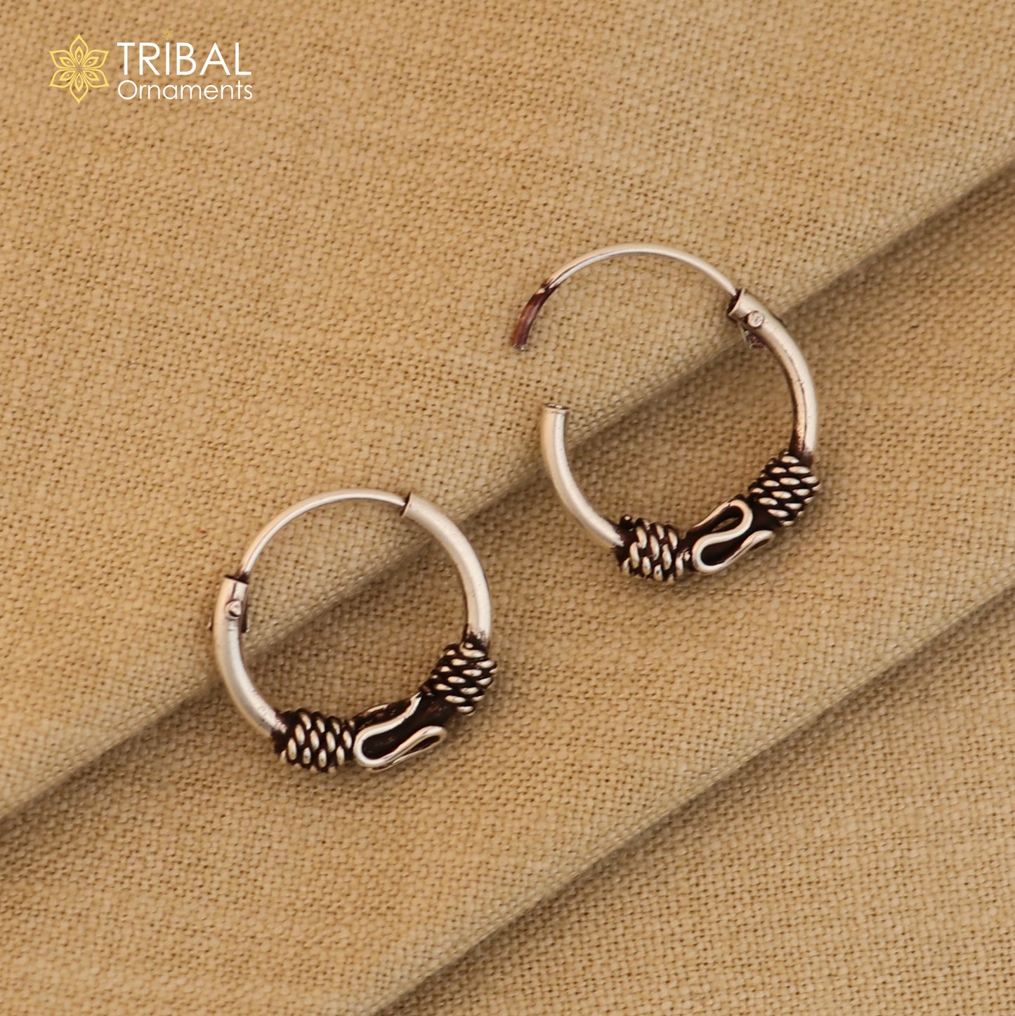 925 sterling silver wired design bali hoops earrings bali tribal ethnic jewelry er241 - TRIBAL ORNAMENTS