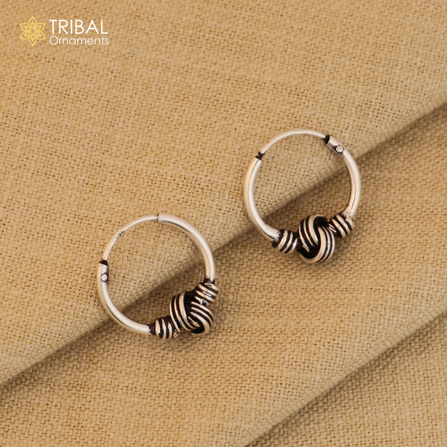 925 sterling silver wired design bali hoops earrings bali tribal ethnic jewelry er244 - TRIBAL ORNAMENTS