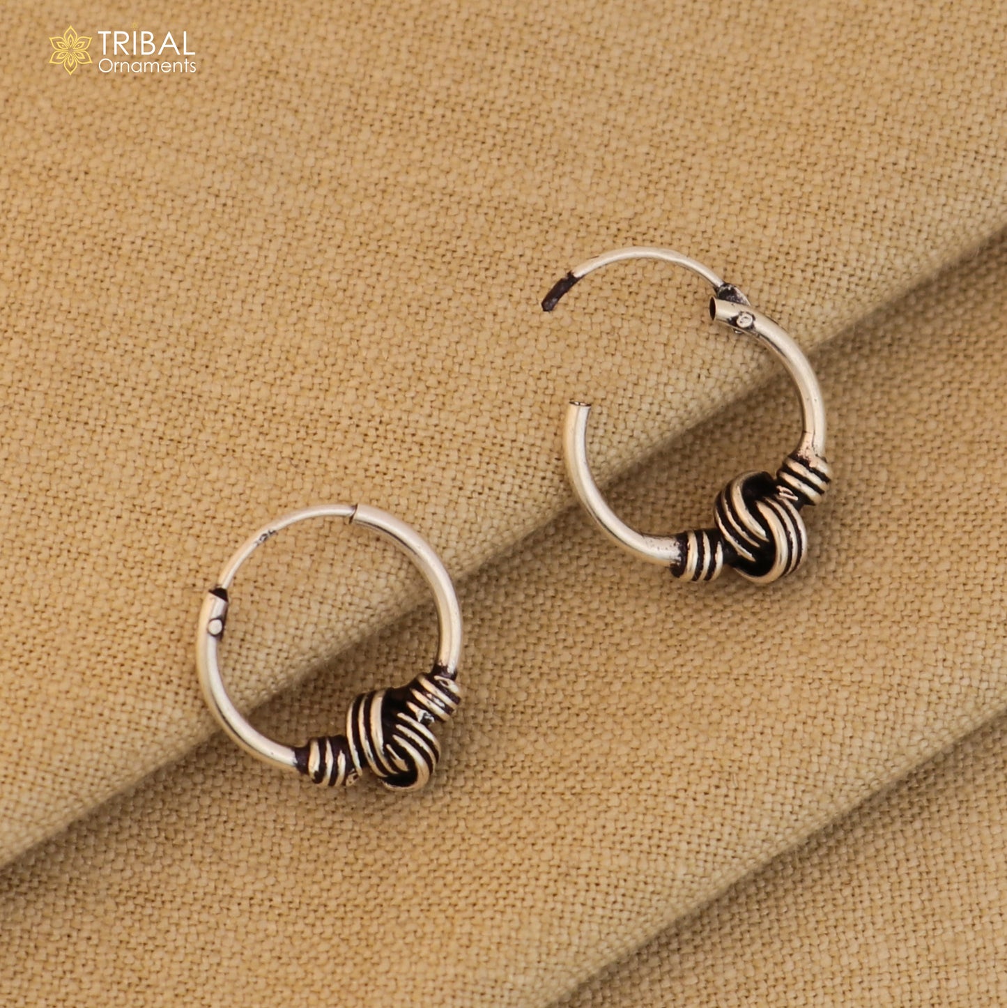925 sterling silver wired design bali hoops earrings bali tribal ethnic jewelry er244 - TRIBAL ORNAMENTS