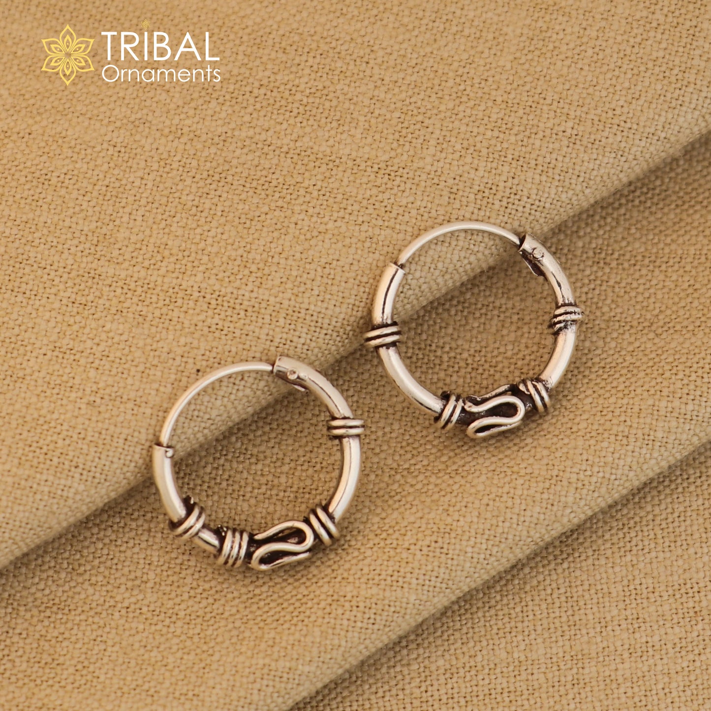 925 sterling silver wired design bali hoops earrings bali tribal ethnic jewelry er246 - TRIBAL ORNAMENTS