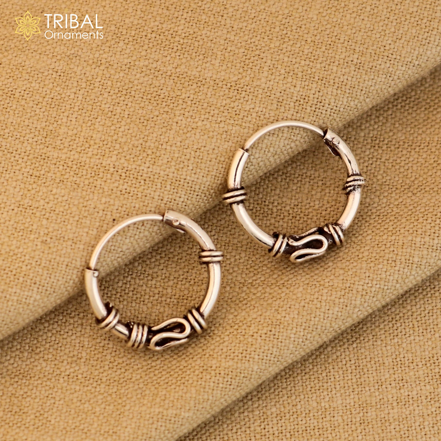 925 sterling silver wired design bali hoops earrings bali tribal ethnic jewelry er246 - TRIBAL ORNAMENTS