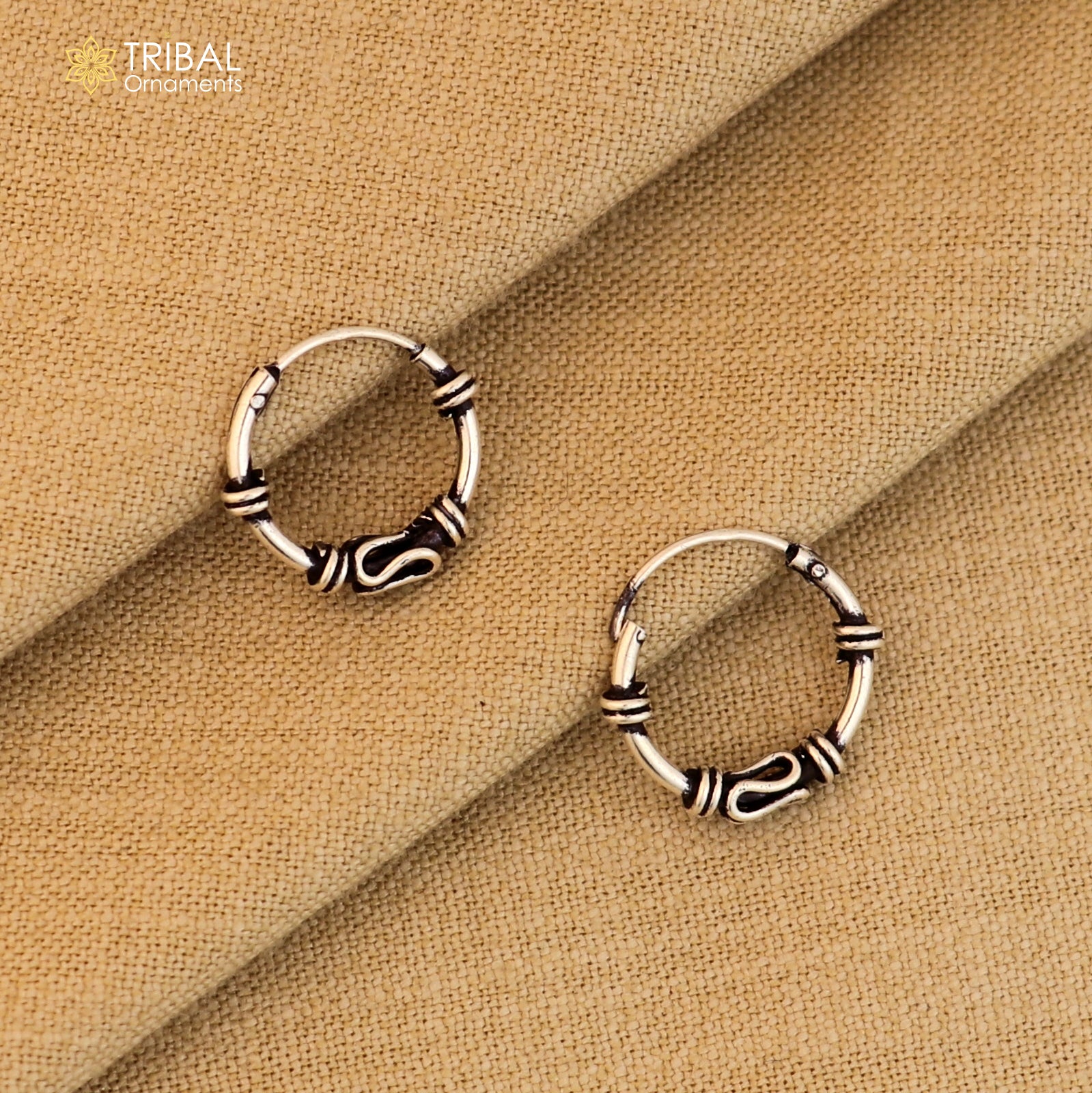 925 sterling silver wired design bali hoops earrings bali tribal ethnic jewelry er246 - TRIBAL ORNAMENTS