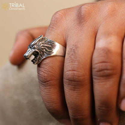 925 sterling silver lion face design ring  men's Jewelry sr768 - TRIBAL ORNAMENTS