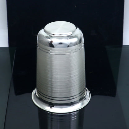 925 fine silver water and milk cup tumbler by TRIBAL ORNAMENTS, 150ML capacity, handmade silver baby food flask and utensils.