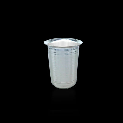 Handmade 925 fine silver water and milk tumbler with 150ML capacity, designed as a silver baby food flask by Tribal Ornaments.