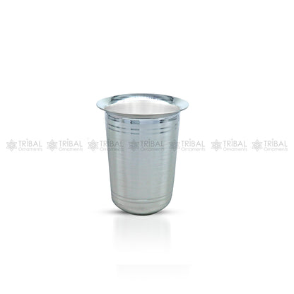 Handmade 925 silver water and milk tumbler by Tribal Ornaments, 150ML capacity, ideal for baby food and silver gift items.