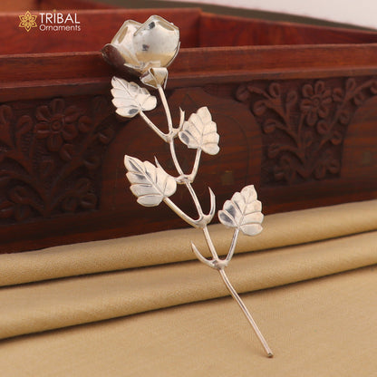 Sterling silver flower puja god temple article by TRIBAL ORNAMENTS, sacred silver worshipping item for religious rituals.