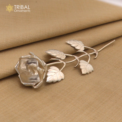 925 sterling silver flower puja god temple article, decorative silver worshipping item for religious rituals by TRIBAL ORNAMENTS