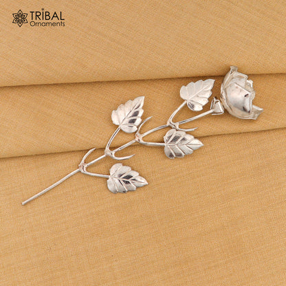 Sterling silver flower puja god temple article by TRIBAL ORNAMENTS, traditional silver worshipping item for prayer rituals.