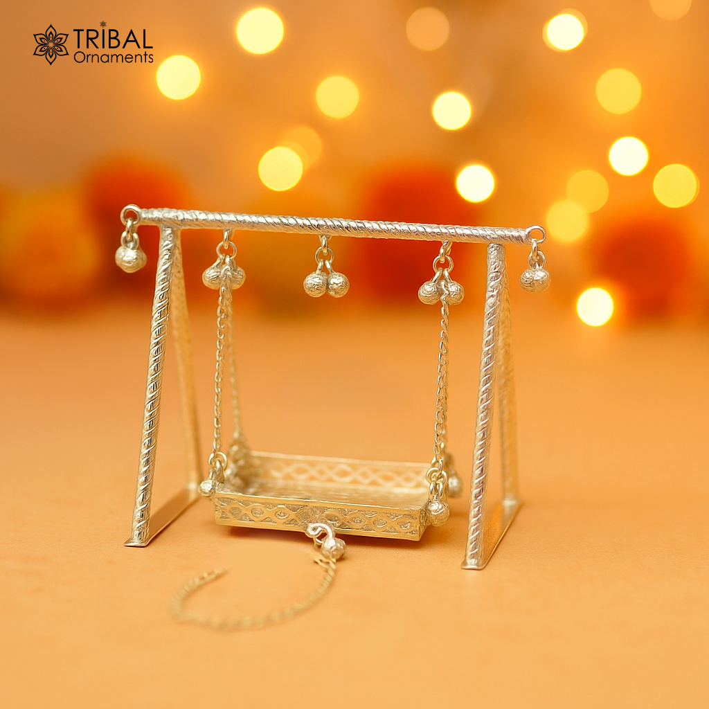 925Sterling silver handmade Bal Gopala jhula, little Krishna swing, child Krishna palana, silver jhula, laddu gopal jhula, silver art su816 - TRIBAL ORNAMENTS