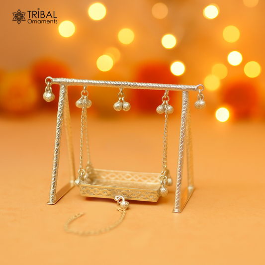 925Sterling silver handmade Bal Gopala jhula, little Krishna swing, child Krishna palana, silver jhula, laddu gopal jhula, silver art su816 - TRIBAL ORNAMENTS