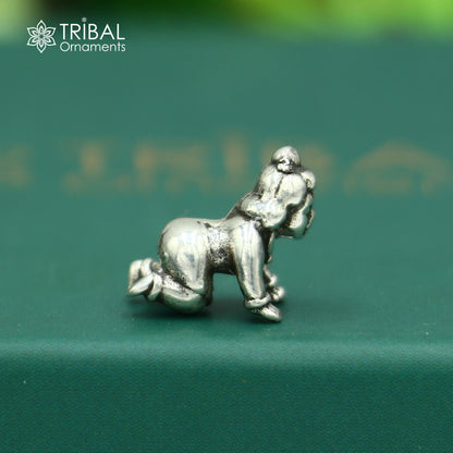 925Sterling silver idol little Radha Rani,crawling radha rani small statue sculpture home temple puja article art40 - TRIBAL ORNAMENTS
